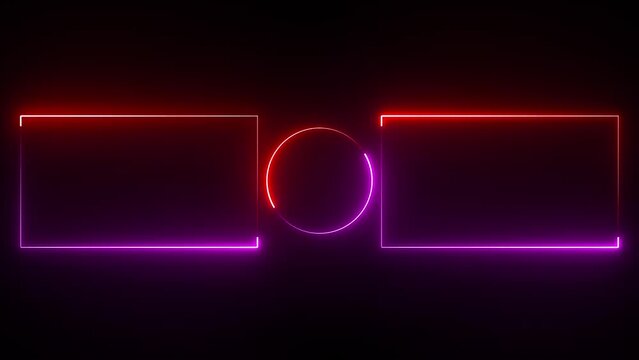 End Screen Neon Frame isolated on black background. Seamless loop 