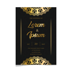 Luxury wedding invitation template with ornamental mandala floral background