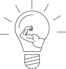 Bulb and Strength idea concept vector icon
