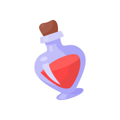 A glass bottle containing poison. witch magic potion bottle for halloween