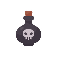 A glass bottle containing poison. witch magic potion bottle for halloween