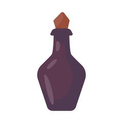 A glass bottle containing poison. witch magic potion bottle for halloween