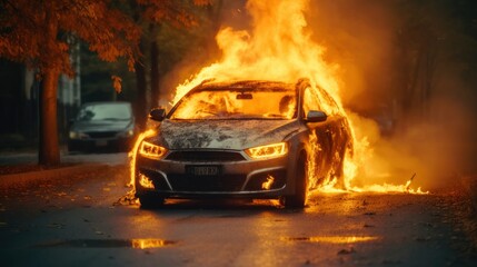 Obraz na płótnie Canvas Car on fire. Generative AI