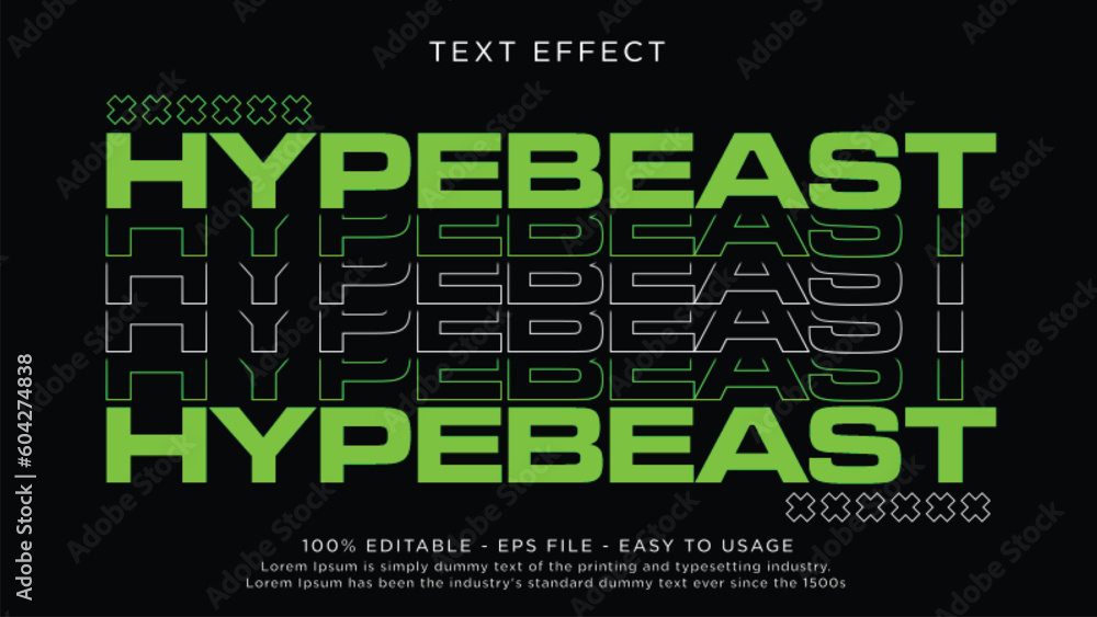 Poster hypebeast text style effect for tshirt design