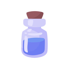A glass bottle containing poison. witch magic potion bottle for halloween
