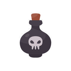 A glass bottle containing poison. witch magic potion bottle for halloween