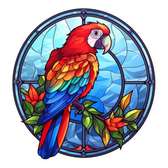 cute stained glass parrot illustration.