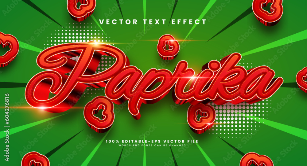 Poster red paprika editable text style effect. vector text effect, with luxury concept.