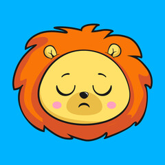 Lion Sad Face Head Kawaii Sticker