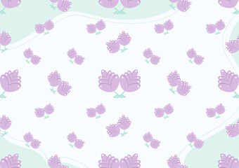 Purple lavender pastel seamless pattern with pastel green curve line on white background vector