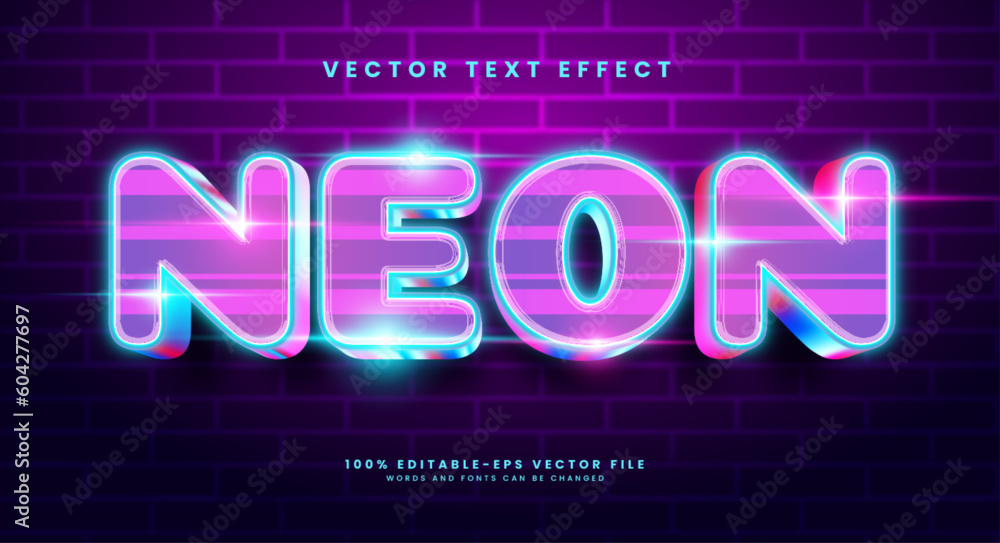Poster neon glow editable text style effect. vector text effect, with luxury concept.