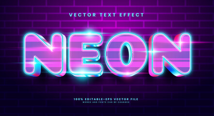 Neon glow editable text style effect. Vector text effect, with luxury concept.