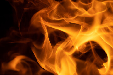 Flames of fire on black background