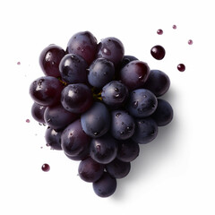 black grape fresh fruit isolated image on white background