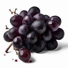 black grape fresh fruit isolated image on white background