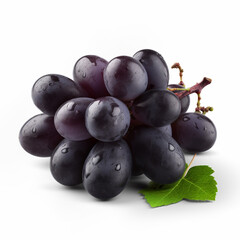 black grape fresh fruit isolated image on white background