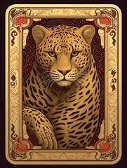 "Sleek Shadows: The Leopard's Card" | Illustration | Creative Design | Generative AI Artwork