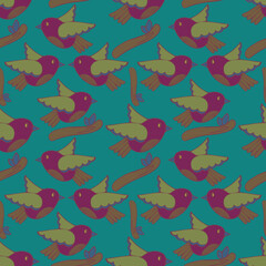 Colorful seamless pattern of birds. Birds surface pattern 