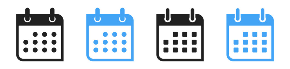 Calendar icons. Planer or organizer icons set. Vector illustration.