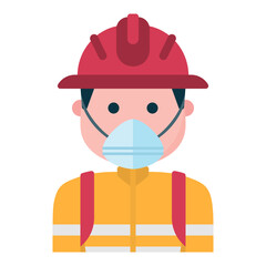 Firefighter profession avatar icon wearing helmet and mask