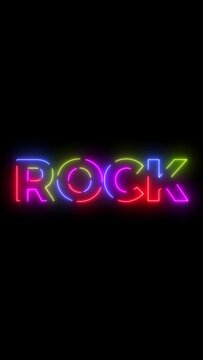 Rock colored text. Laser vintage effect. Infinite loopable 4K animation