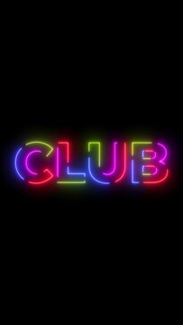 Club colored text. Laser vintage effect. Infinite loopable 4K animation