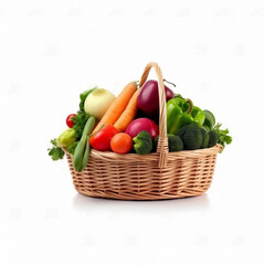 fruit basket isolated image on white background