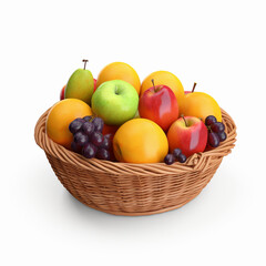 Naklejka na ściany i meble fruit basket isolated image on white background