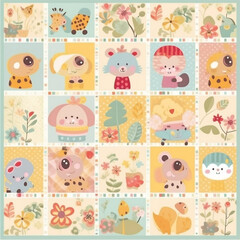 seamless kids toys pattern with animals