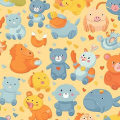 kids pattern happy animals