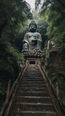 Obraz premium Asian Buddha statue, in the mountain forest