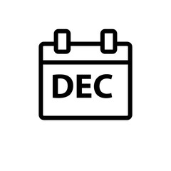 December Month Calendar Icon illustration sign design style on white background..eps