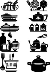 The kitchen was filled with the aroma of delicious food being cooked as the vector illustration on the wall depicted an abstract image of a fork, adding to the ambiance of the cooking experience.