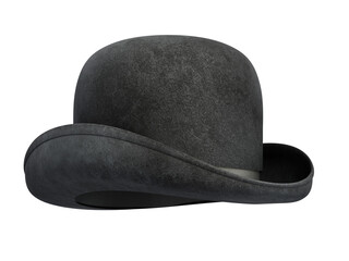 Bowler hat isolated on transparent background. 3D illustration