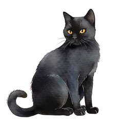 black cat isolated on white