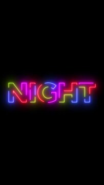 Night colored text. Laser vintage effect. Infinite loopable 4K animation