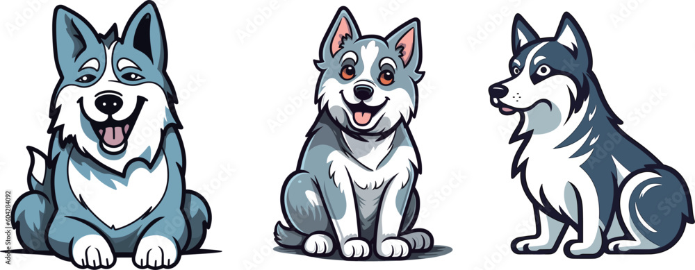 Wall mural Cute husky dog illustration