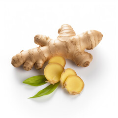 Fototapeta premium fresh ginger spice isolated image on white background
