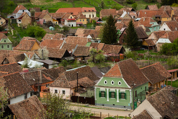 Fototapeta na wymiar Biertan a very beautiful medieval village in Transylvania, Romania. A historical town in Romania that has preserved the Frankish and Gothic architectural style. Travel photo.