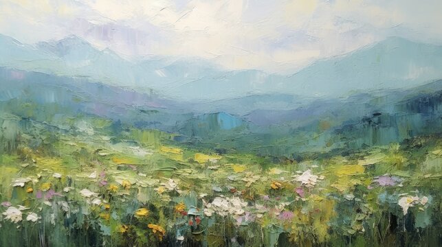  Impressionism style landscape painting, abstract art, digital illustration, Generative AI