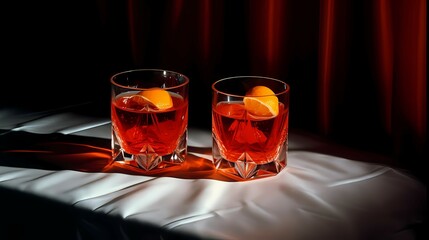 Refreshing Negroni Sbagliato Cocktail with Orange and Prosecco. Generative AI