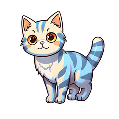 Fototapeta na wymiar Playful Paws: Cute American Shorthair Cat Cartoon Illustration isolated 