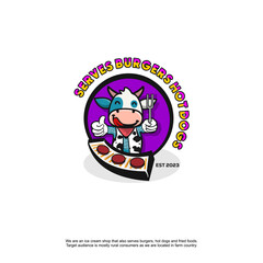 Logo Mascot Vector is cooking, steak and burger