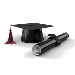Graduation Hat and Diploma. Generative AI