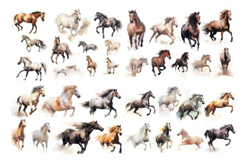 Watercolor Horses created with Generative AI technology