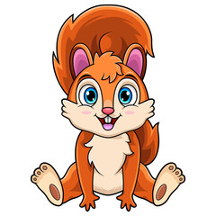 Cute baby squirrel cartoon sitting