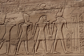 Naklejka premium Ancient egyptian carvings at Karnak temple in Luxor, Egypt 