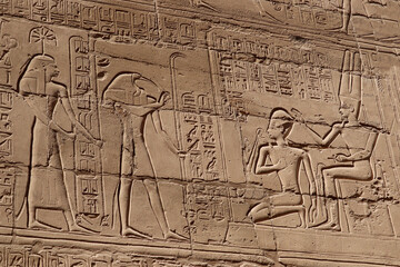 Ancient egyptian carvings at Karnak temple in Luxor, Egypt 