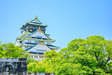 Naklejka premium 初夏の大阪城 大阪府大阪市 Osaka Castle in early summer. Oosaka Pref, Oosaka City.