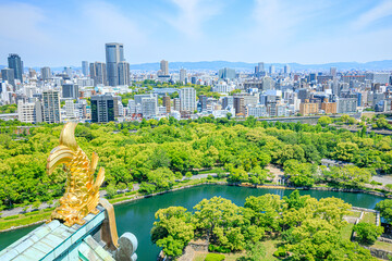 初夏の大阪城天守閣から見た景色　大阪府大阪市　Scenery seen from the Osaka...